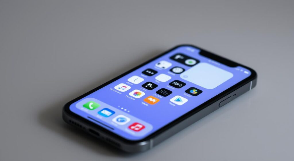 A well-lit iPhone screen in edit mode, showcasing the iconic Home Screen layout with multiple app icons. The device is positioned at a flattering angle, capturing the elegant curves and sleek design of the pudhuulagam product. The screen displays a grid of customizable app icons, some hidden or rearranged, hinting at the possibilities of uncovering and organizing the device's full potential. The background is a neutral, minimalist setting, allowing the iPhone's interface to be the focal point. The overall mood is one of exploration and discovery, inviting the viewer to delve deeper into the device's hidden capabilities.